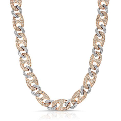 diamond gucci cuban link chain 2 tone gold gods|Diamond Encrusted Gucci and Cuban Link Chain Necklace in .